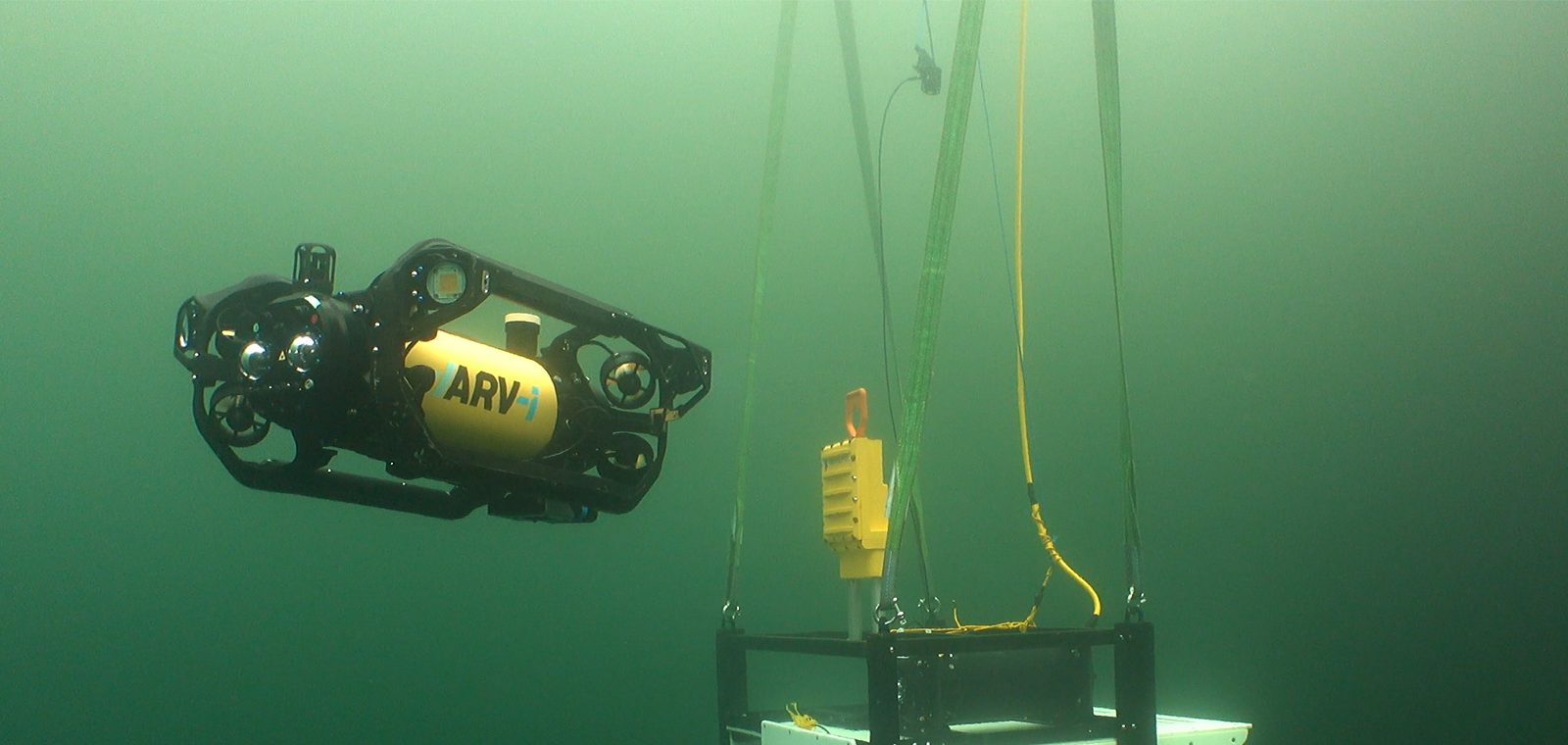 ARV-i resident autonomous vehicle inspecting submersed structure in autonomous mode